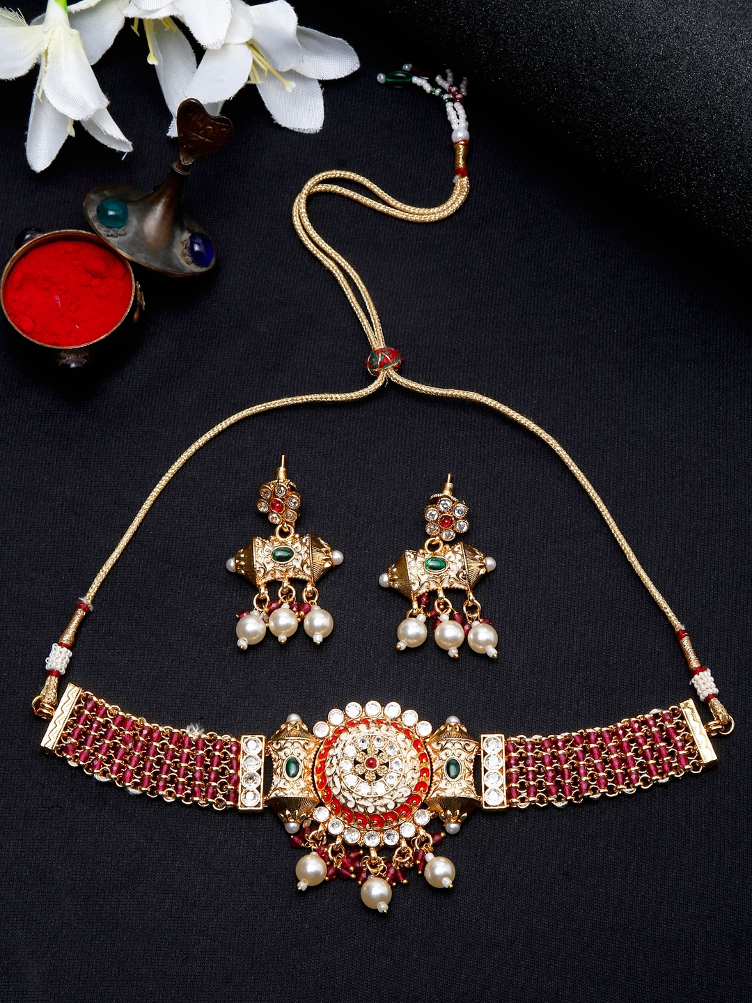 YouBella Jewellery Celebrity Inspired Gold Plated Necklace Jewellery Set for Girls and Women